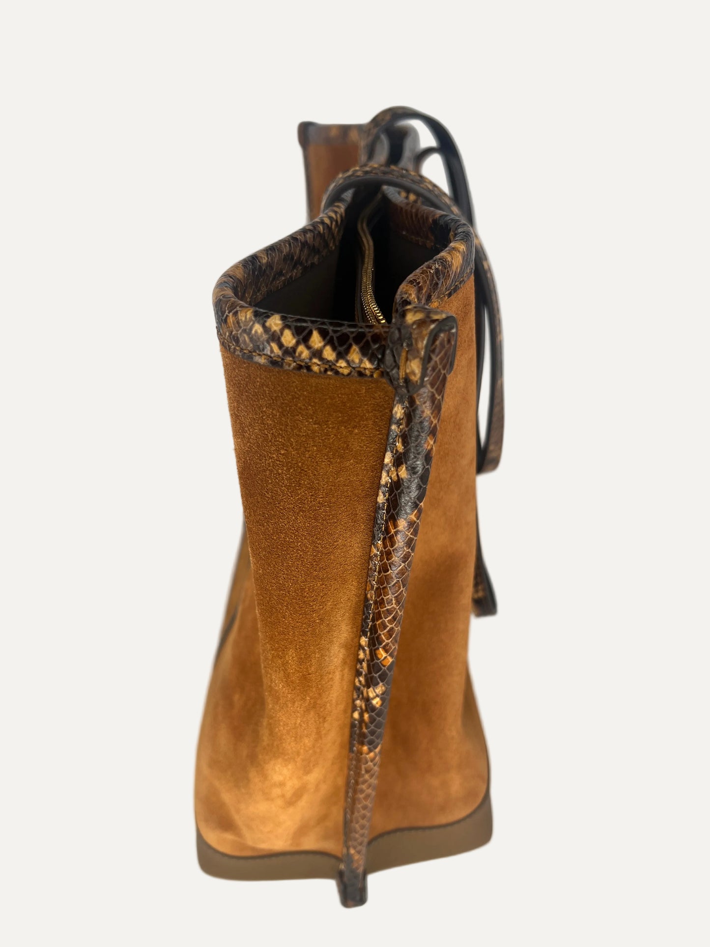 Tory Burch Suede & Snake-Embossed Leather Tote Bag