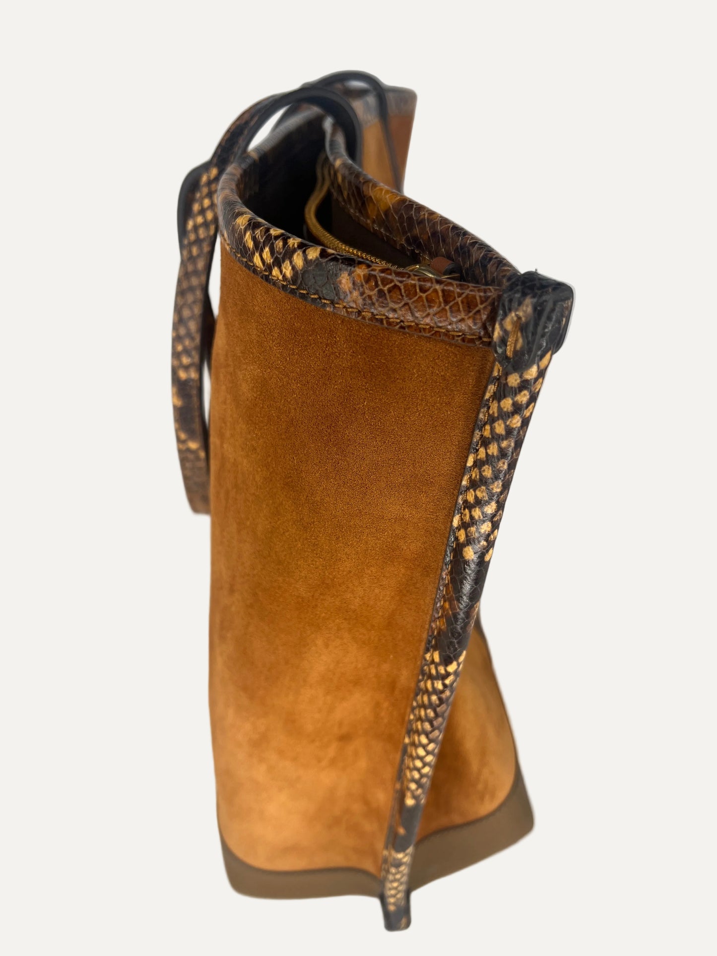 Tory Burch Suede & Snake-Embossed Leather Tote Bag