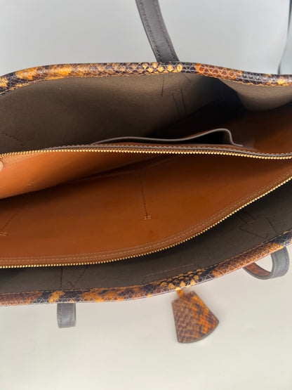 Tory Burch Suede & Snake-Embossed Leather Tote Bag