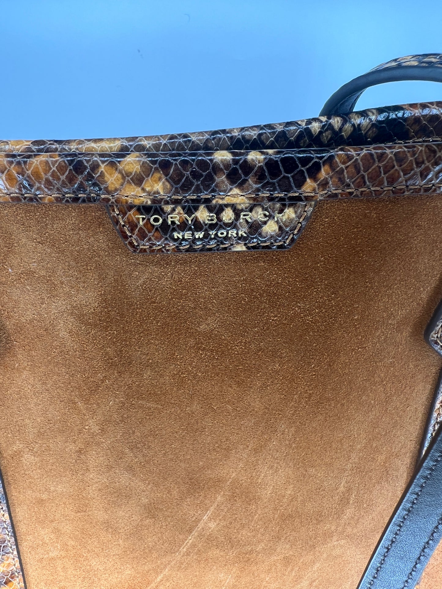 Tory Burch Suede & Snake-Embossed Leather Tote Bag
