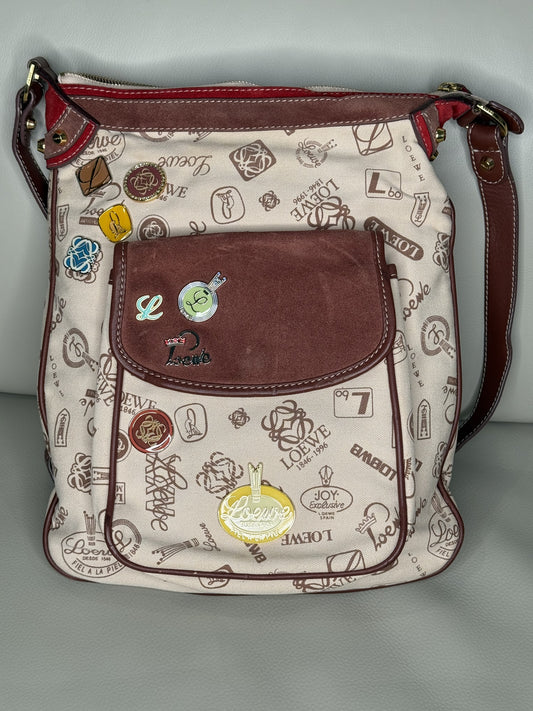 Loewe Pin Badge Canvas Crossbody Bag