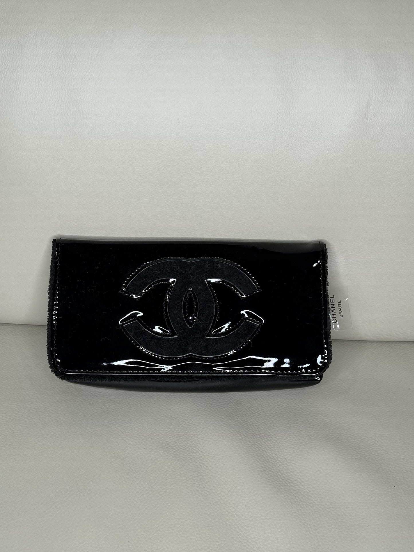 Chanel CC Patent Cosmetic Pouch in Black