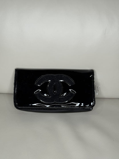 Chanel CC Patent Cosmetic Pouch in Black