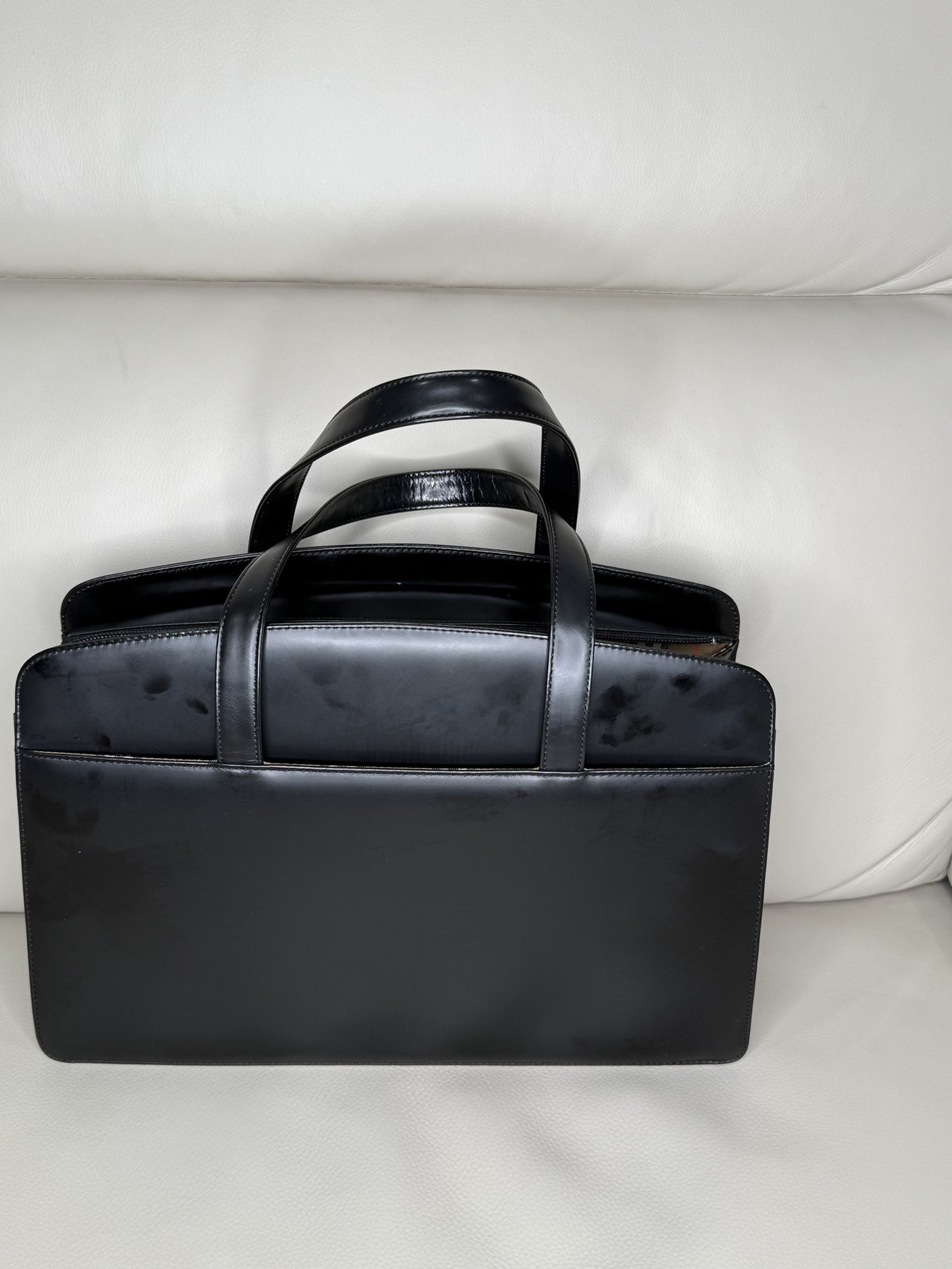 Burberry “Nina Check” Leather Tote
