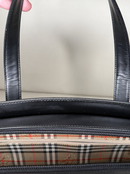 Burberry “Nina Check” Leather Tote