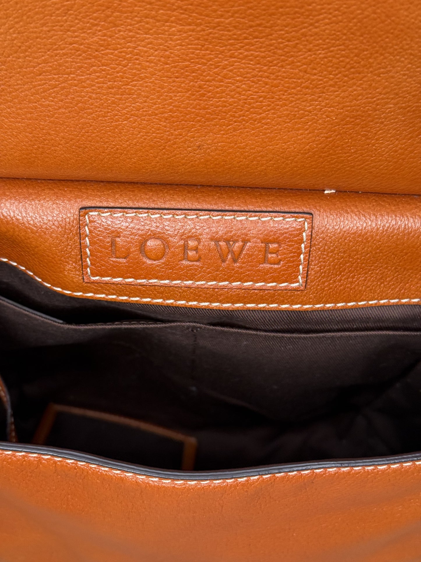 Loewe Cognac Calfskin Leather Bar‑Handle Crossbody Bag