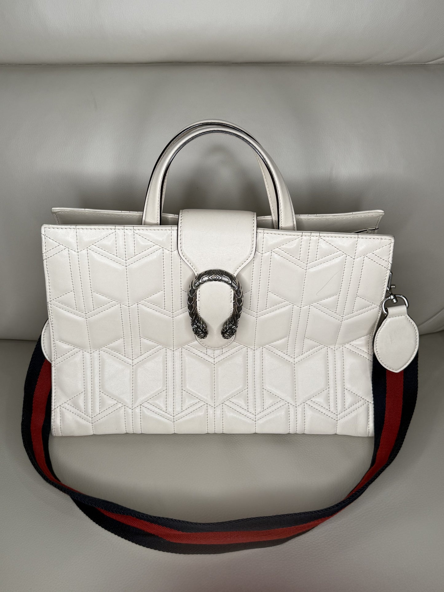 Gucci Dionysus Quilted 2-Way Tote Bag in Ivory Leather