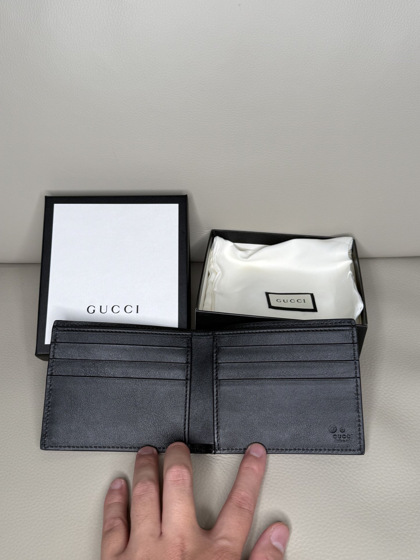 Gucci Micro Guccissima Black Leather Bifold Wallet
