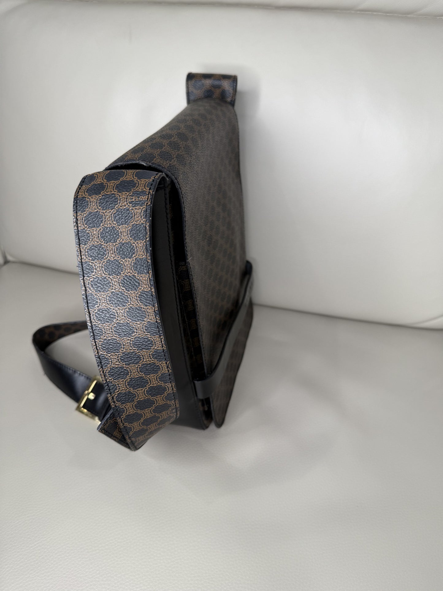 Celine Macadam Coated-Canvas Messenger Bag