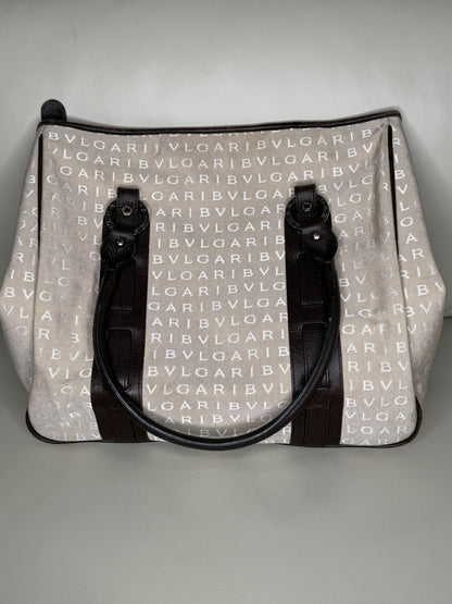 Bvlgari Canvas Monogram Tote Bag with Leather Trim – Beige & Brown