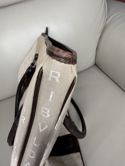 Bvlgari Canvas Monogram Tote Bag with Leather Trim – Beige & Brown