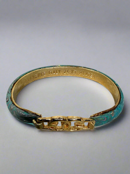 Vintage Florence Italy 24K Gold-Plated Enamel Bangles – Set of 2