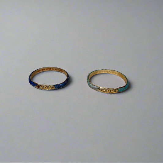 Vintage Florence Italy 24K Gold-Plated Enamel Bangles – Set of 2