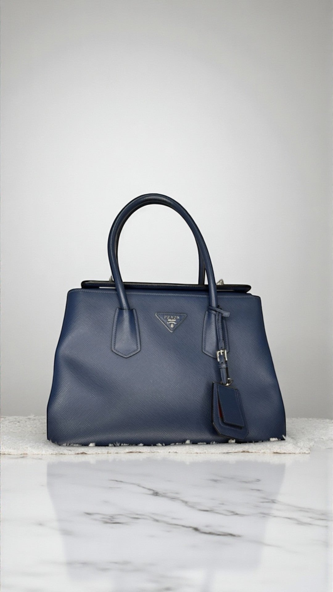 Prada Saffiano Cuir Double Tote – Bluette