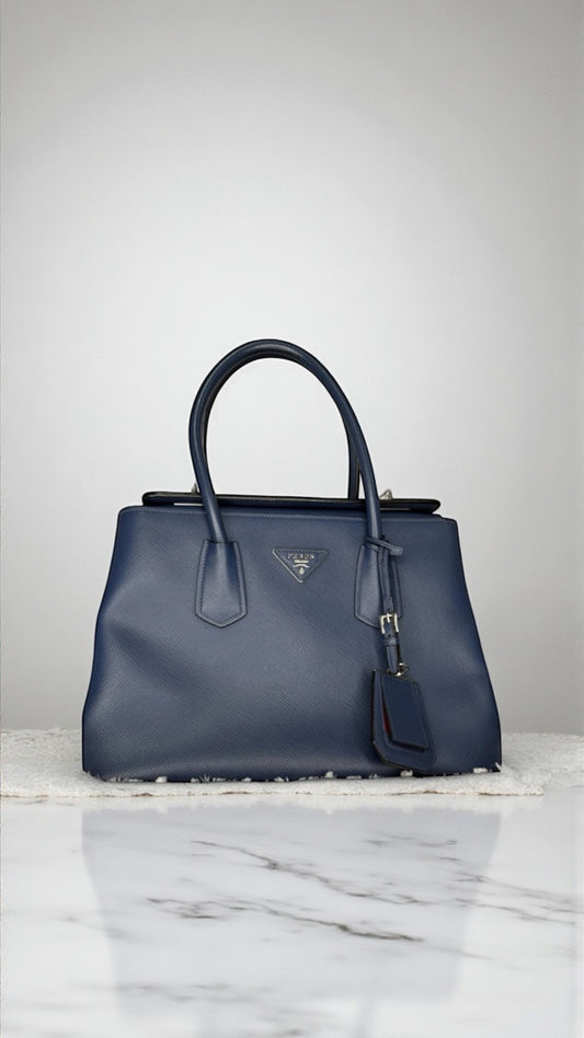 Prada Saffiano Cuir Double Tote – Bluette