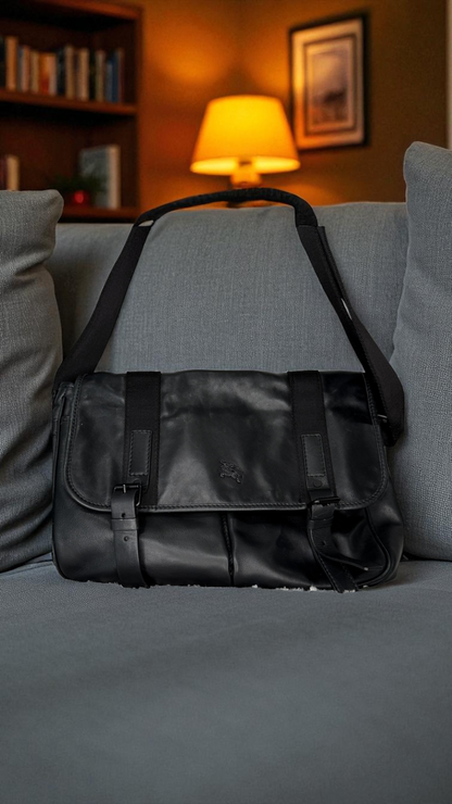 Burberry Leather Messenger Bag – Black