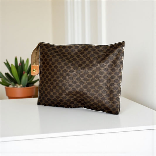 Céline Macadam Brown Canvas Clutch Bag