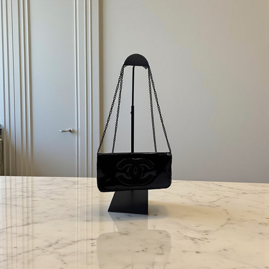 Chanel CC Patent Cosmetic Pouch in Black
