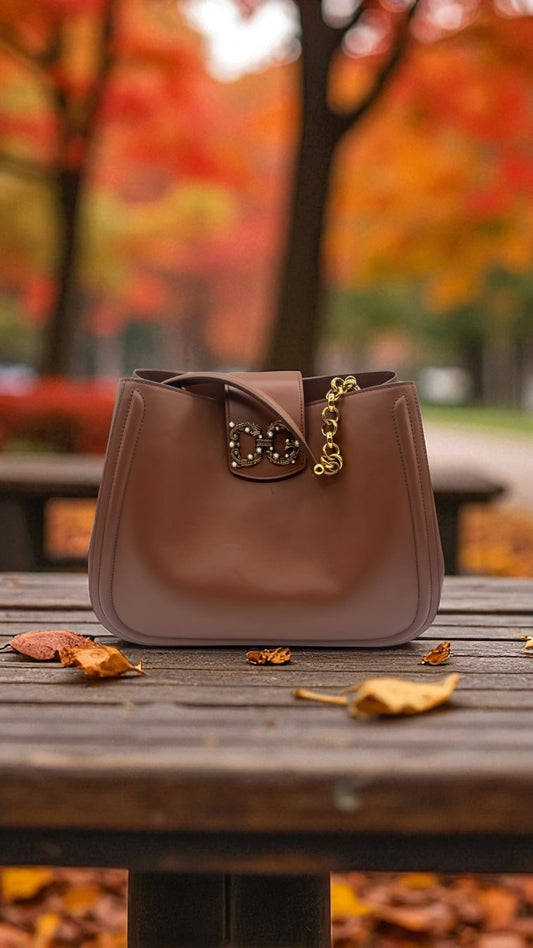 Dolce & Gabbana Amore Brown Leather Shoulder Bag