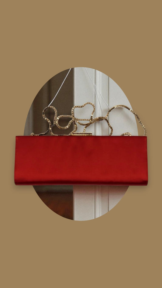 Salvatore Ferragamo Red Satin Clutch Bag