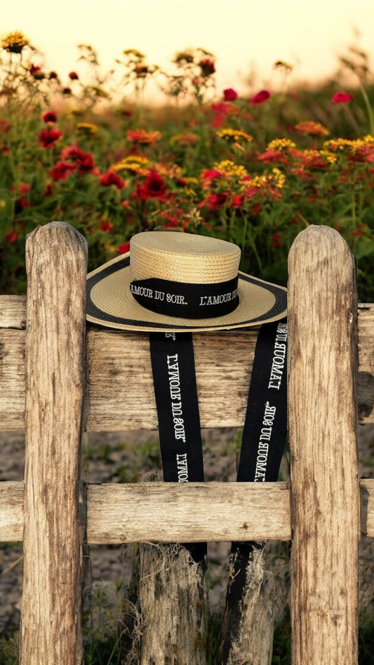 Gucci L'Amour Du Soir Straw Wide Brim Hat – Natural/Black