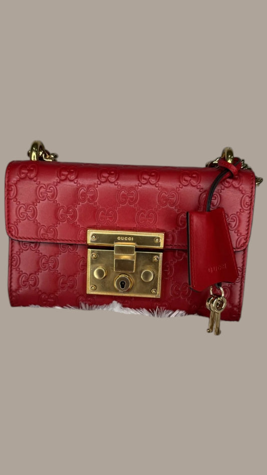Gucci Padlock Small Leather Shoulder Bag – Red