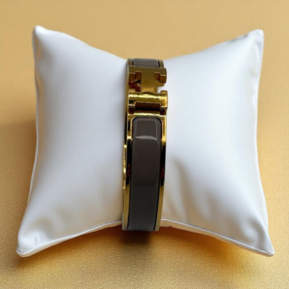 Hermès Clic H Bracelet in Gold & Blue Enamel