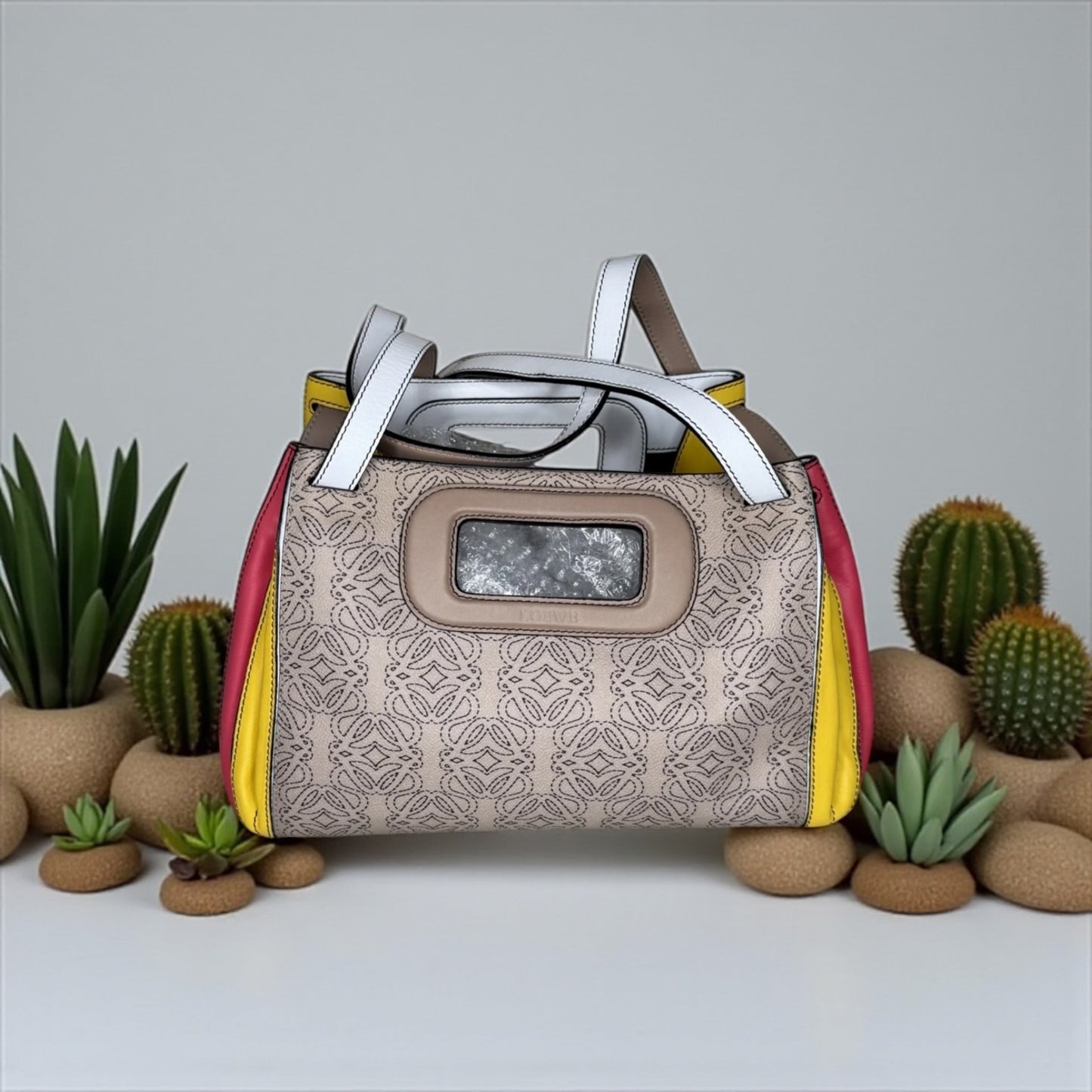 Loewe Anagram Embossed Puzzle Edge Tote – Multicolor Panel