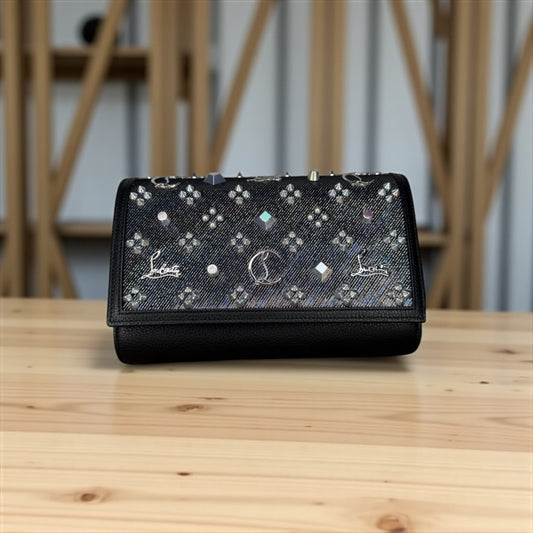 Christian Louboutin Paloma Clutch Embellished Lurex Stella Small – Black