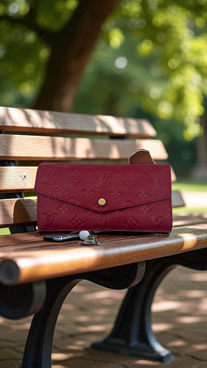 Louis Vuitton Sarah Long Wallet in Red Monogram Empreinte Leather