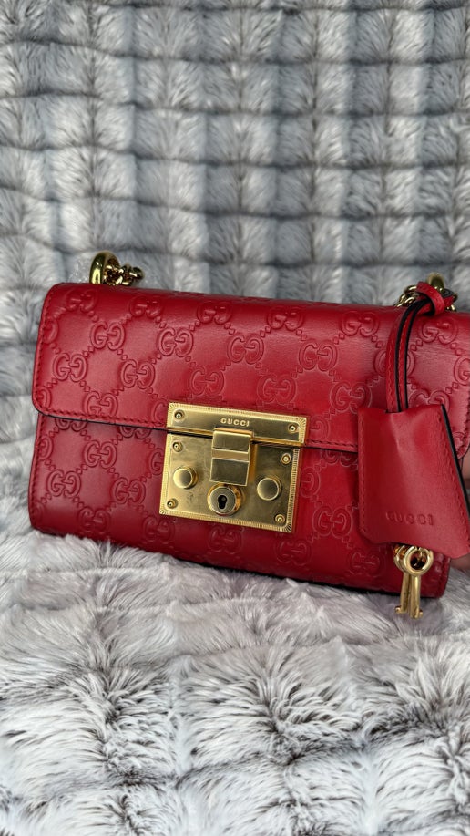 Gucci Padlock Small Leather Shoulder Bag – Red