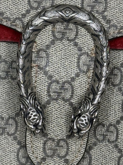 Gucci Dionysus Small GG Supreme Shoulder Bag – Red Suede Accent