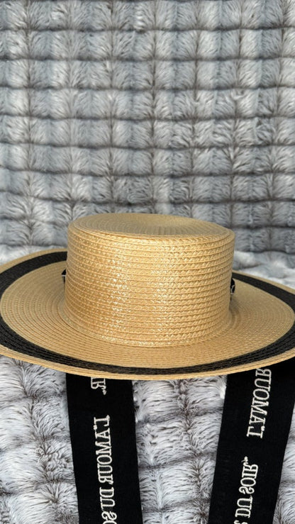 Gucci L'Amour Du Soir Straw Wide Brim Hat – Natural/Black