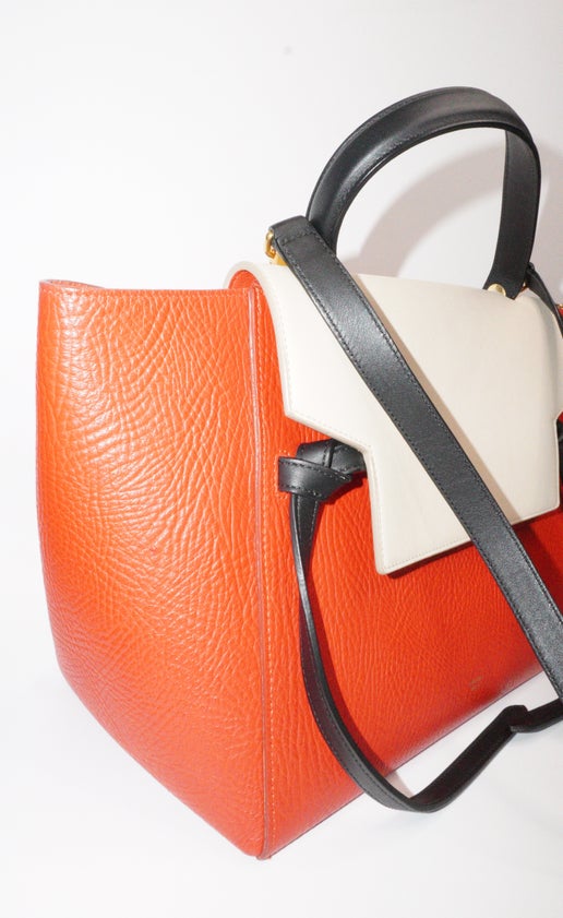 Celine Mini Belt Bag in Grained Calfskin - Red & Cream