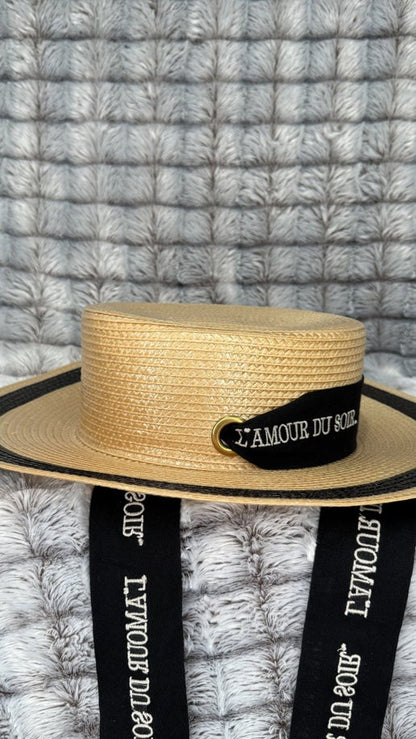 Gucci L'Amour Du Soir Straw Wide Brim Hat – Natural/Black