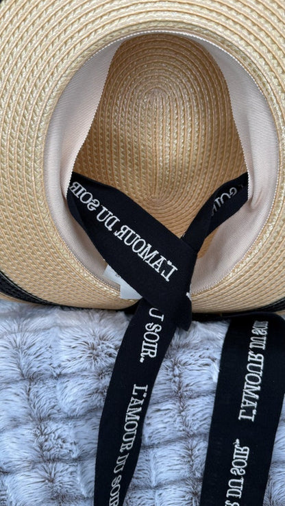 Gucci L'Amour Du Soir Straw Wide Brim Hat – Natural/Black