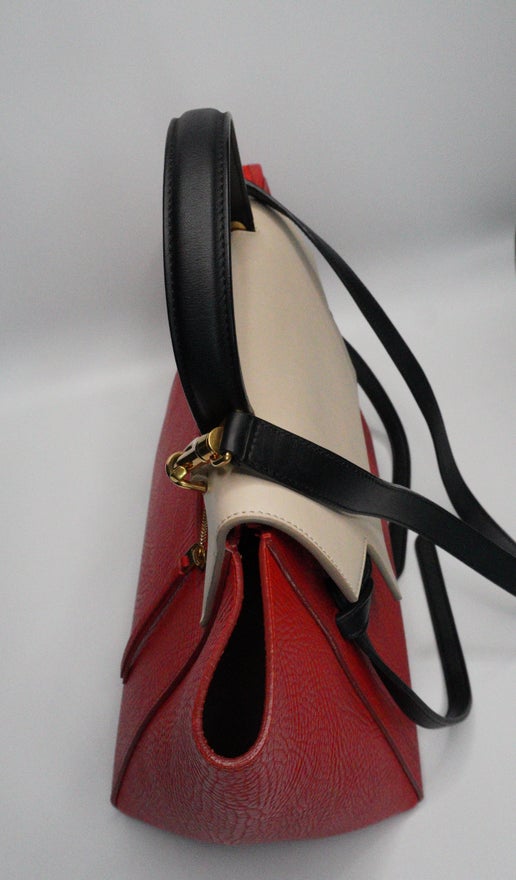 Celine Mini Belt Bag in Grained Calfskin - Red & Cream