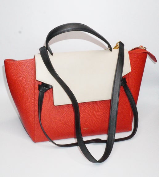 Celine Mini Belt Bag in Grained Calfskin - Red & Cream