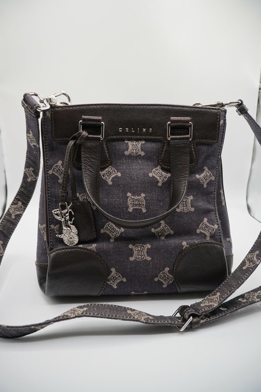 Céline Triomphe Canvas and Leather Shoulder Bag
