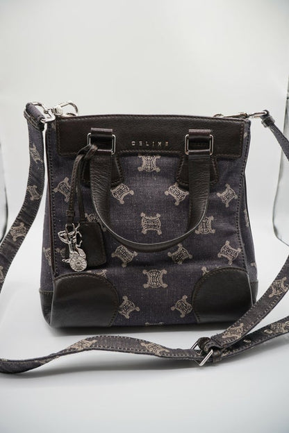 Céline Triomphe Canvas and Leather Shoulder Bag