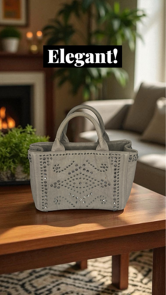 Prada Canapa Studded Canvas Tote Bag in Taupe